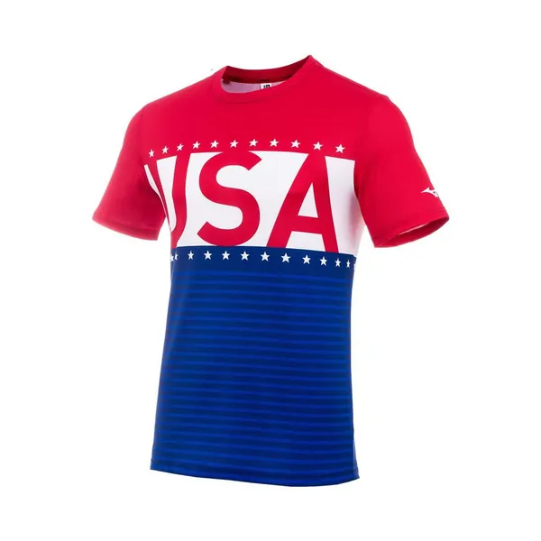 Mizuno Men's Printable Running Short Sleeve PATRIOT blue