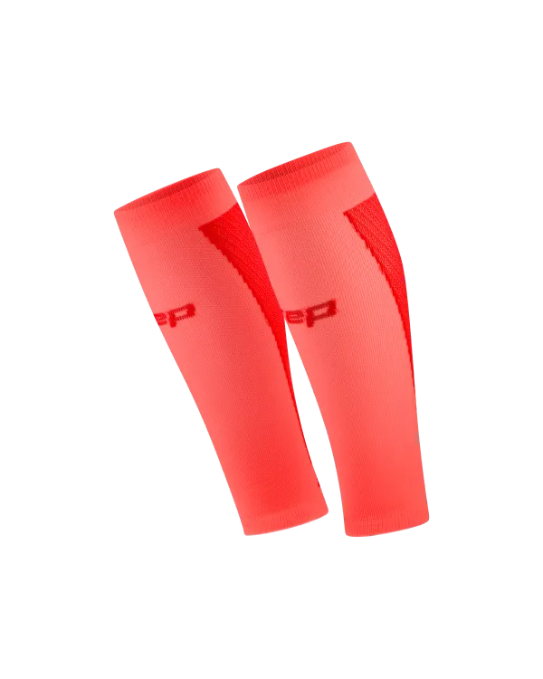 CEP Women's Core Run Ultralight Calf Compression Sleeves Neon Coral/Red