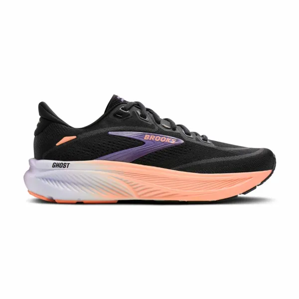 BROOKS W GHOST 18 BLACK/MULLED GRAPE/PEACH