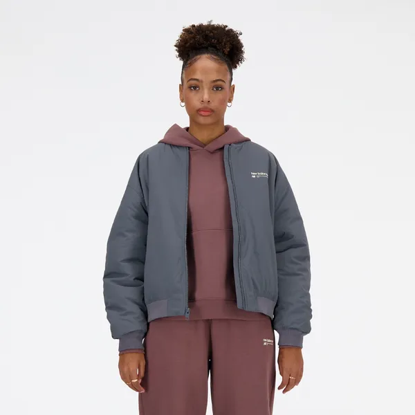 New Balance Women's Woven Bomber Jacket GT Graphite