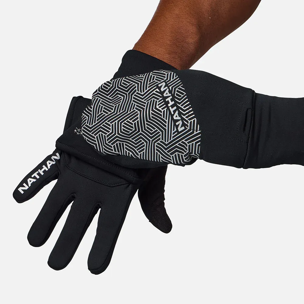Nathan NATHAN HyperNight Reflective Convertible Mitt 2 Black/Hex