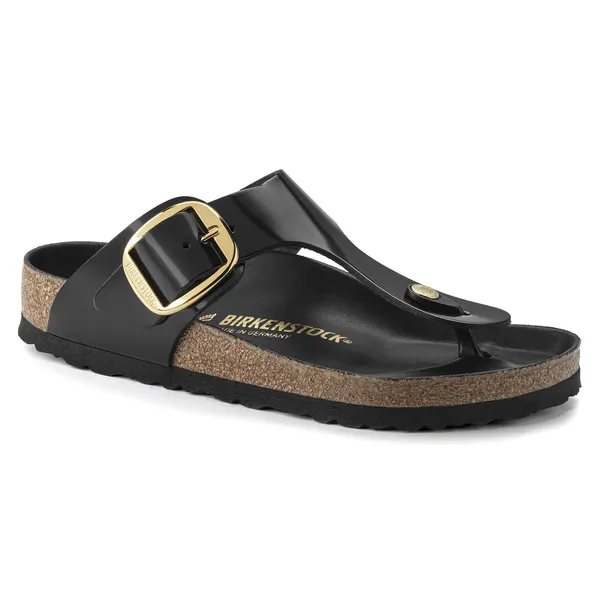 BIRKENSTOCK Gizeh Big Buckle Natural Leather Patent High Shine Black