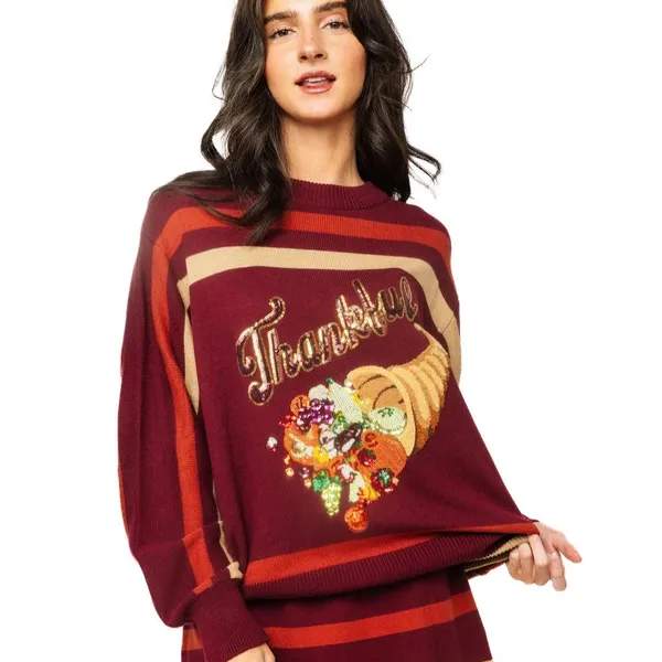 QUEEN OF SPARKLES THANKFUL CORNUCOPIA Maroon