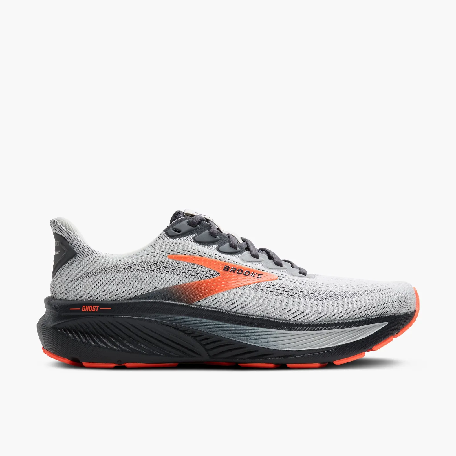 Brooks Men's Ghost 17 X-Wide Oyster Mushroom/Orange/Ebony