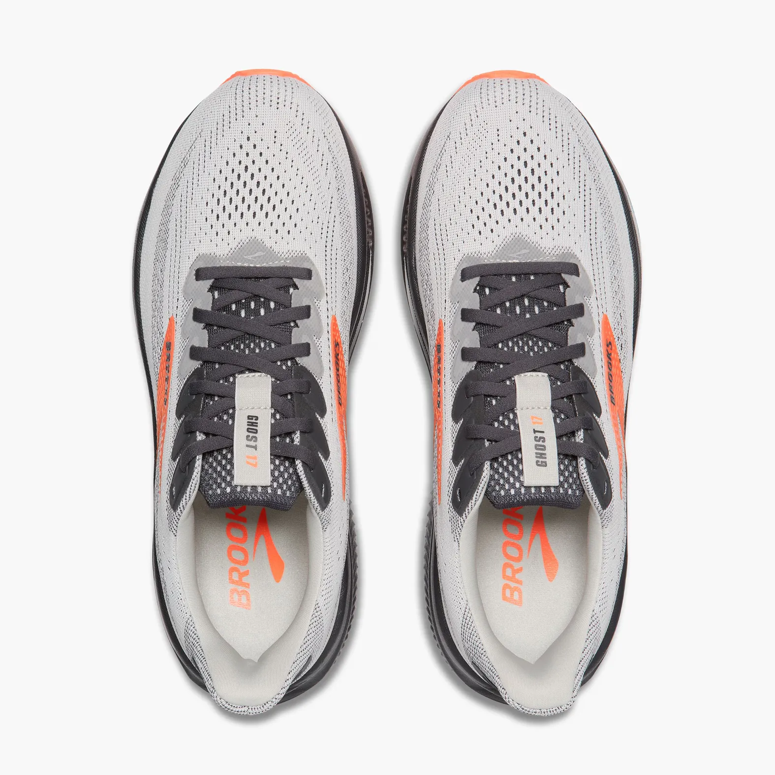 Brooks Men's Ghost 17 X-Wide Oyster Mushroom/Orange/Ebony