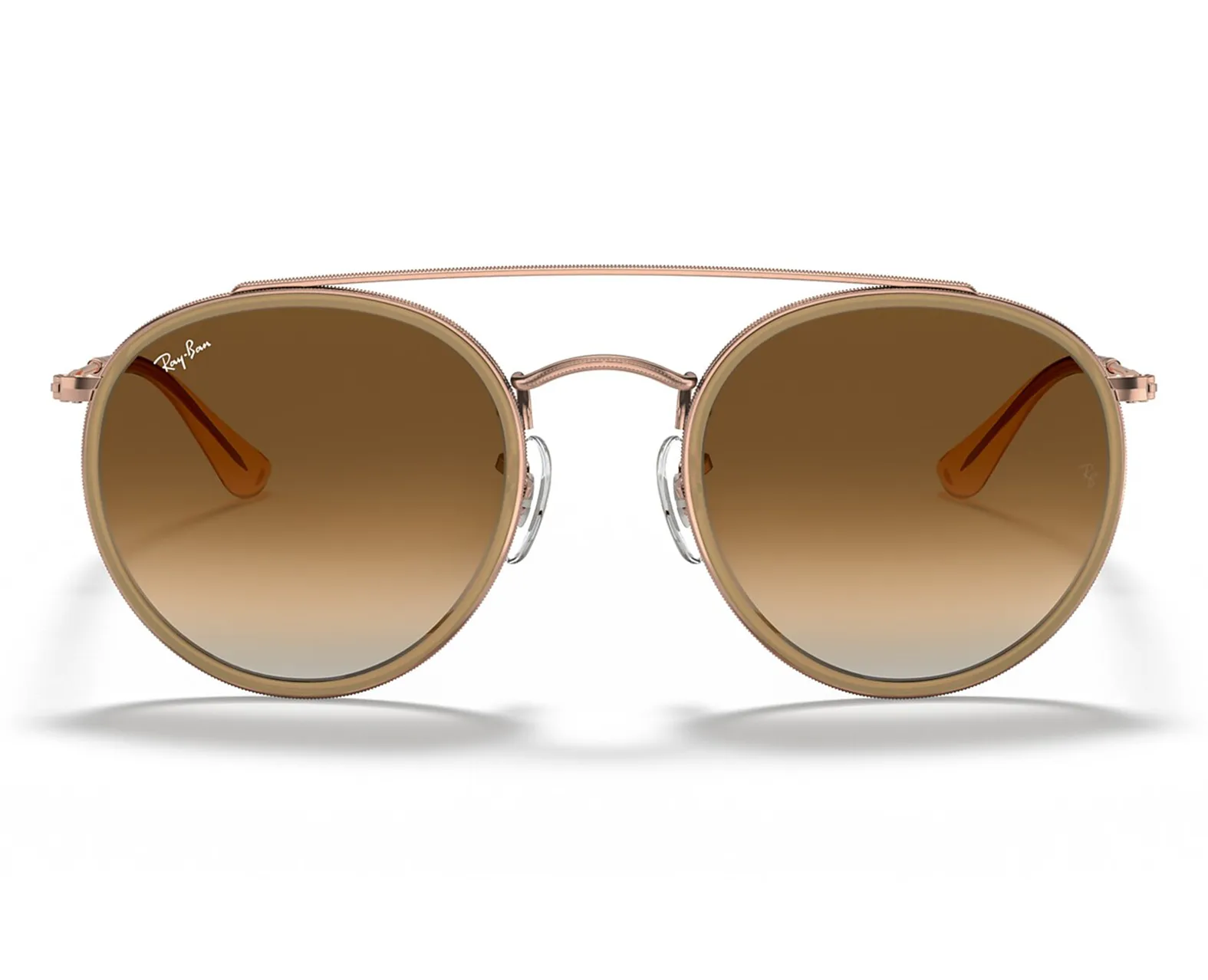 Ray Ban Round Double Bridge Polished Copper/Light Brown Gradient display picture 3