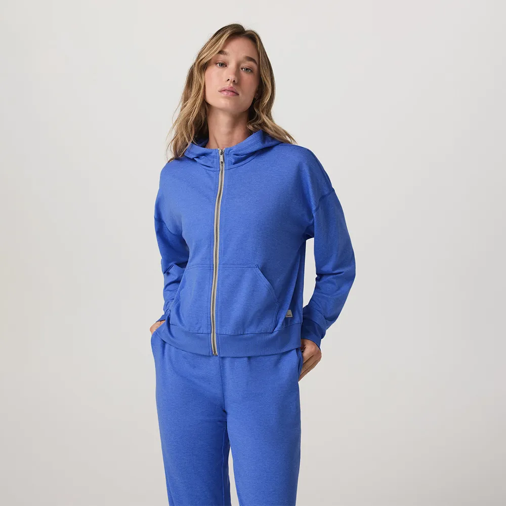 Vuori Women's Halo Modern Full Zip Bright Iris Heather