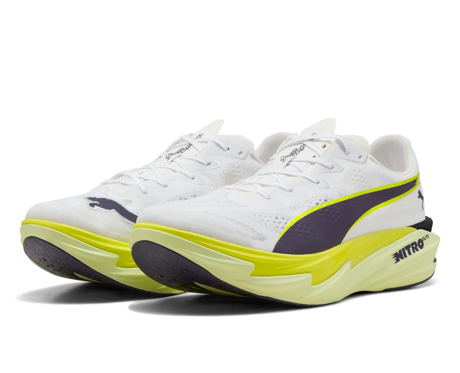 PUMA MEN'S DEVIATE NITRO ELITE 4 PUMA WHITE-APPLE SPRITZ-LUX LIME
