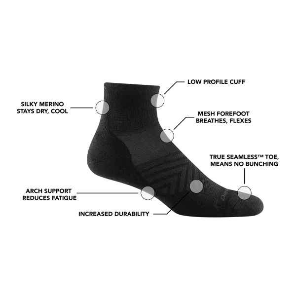 DARN TOUGH MEN'S RUN 1/4 ULTRA-LIGHTWEIGHT- BLACK Black