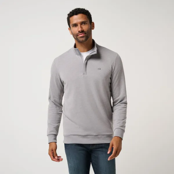 TravisMathew Men's Cloud Quarter Zip 2.0 Heather Medium Grey