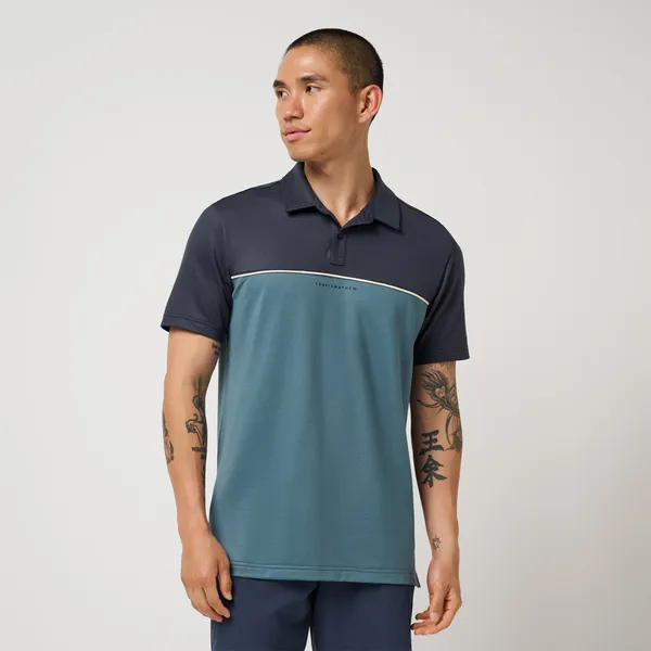 TravisMathew Men's Featherweight Colorblock Polo Blue Nights