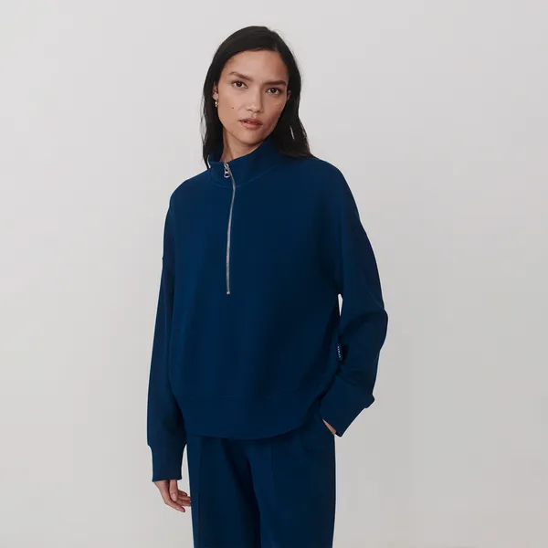 Varley Women's Mavis Mock Neck Sweat Sea Blue