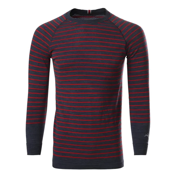 Tracksmith Men's Brighton Base Layer Navy/Racing Red Stripe
