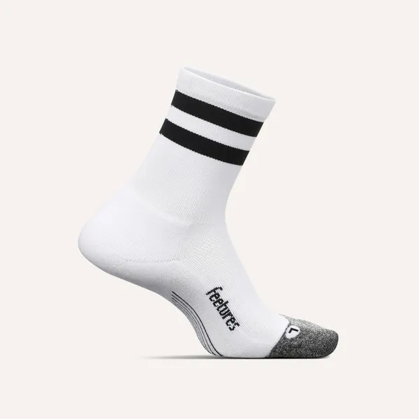 Feetures ELITE LC MINI CREW WHITE HIGH TOP STRIPE