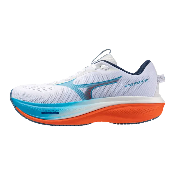 Mizuno Men's Wave Rider 30 White-Blue Jewel