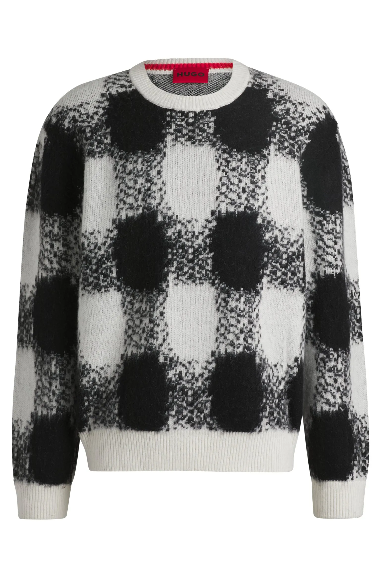 Hugo Boss Oversize-Fit Sweater with Jacquard-Knitted Check Pattern