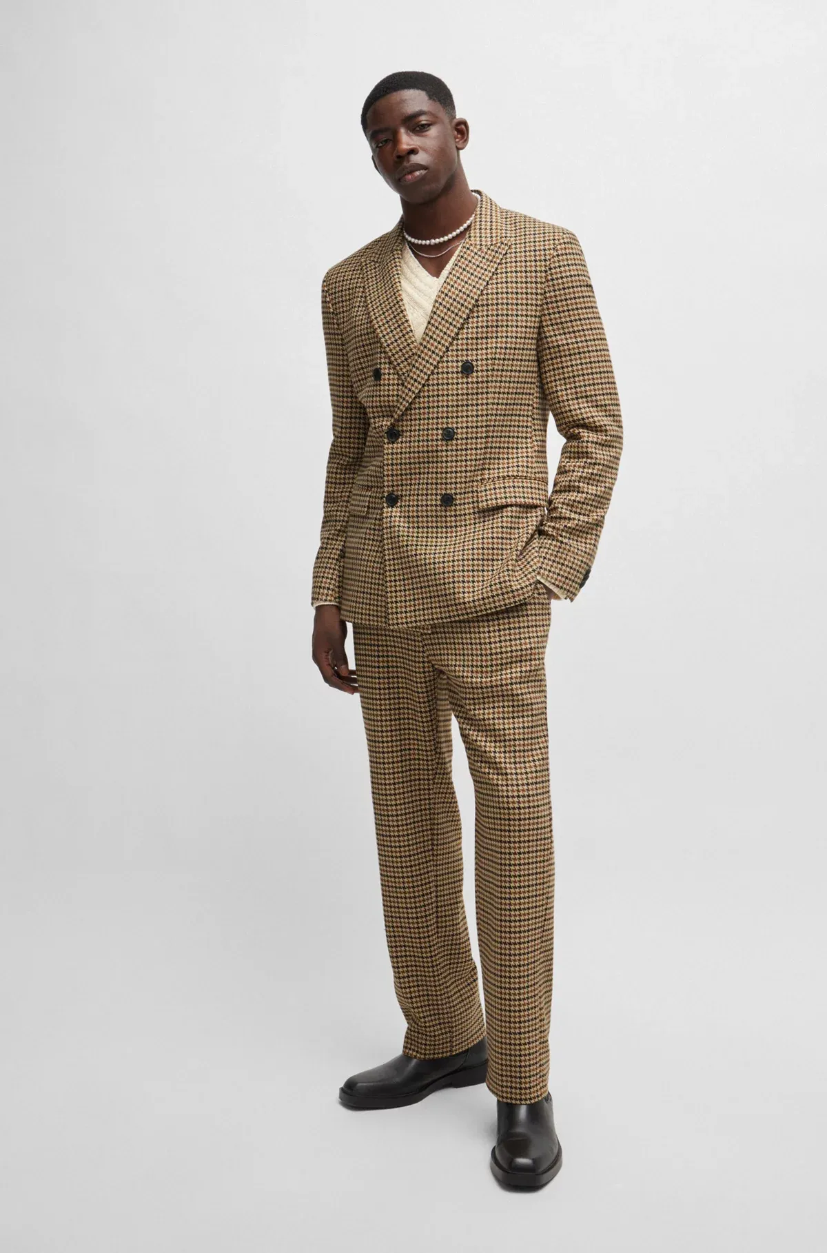 Hugo Boss Extra-Slim-Fit Jacket in Houndstooth Stretch Material DK