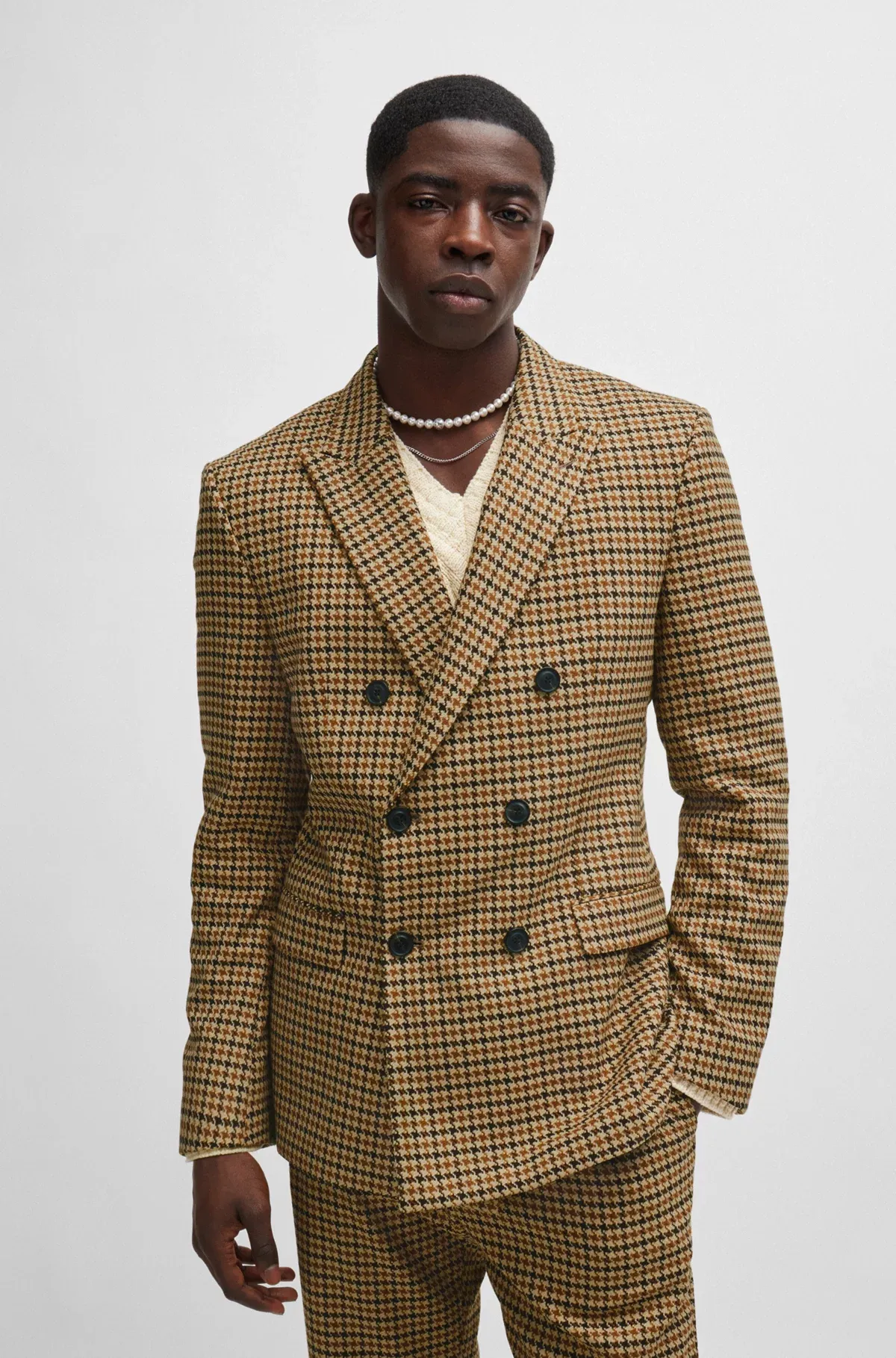 Hugo Boss Extra-Slim-Fit Jacket in Houndstooth Stretch Material DK