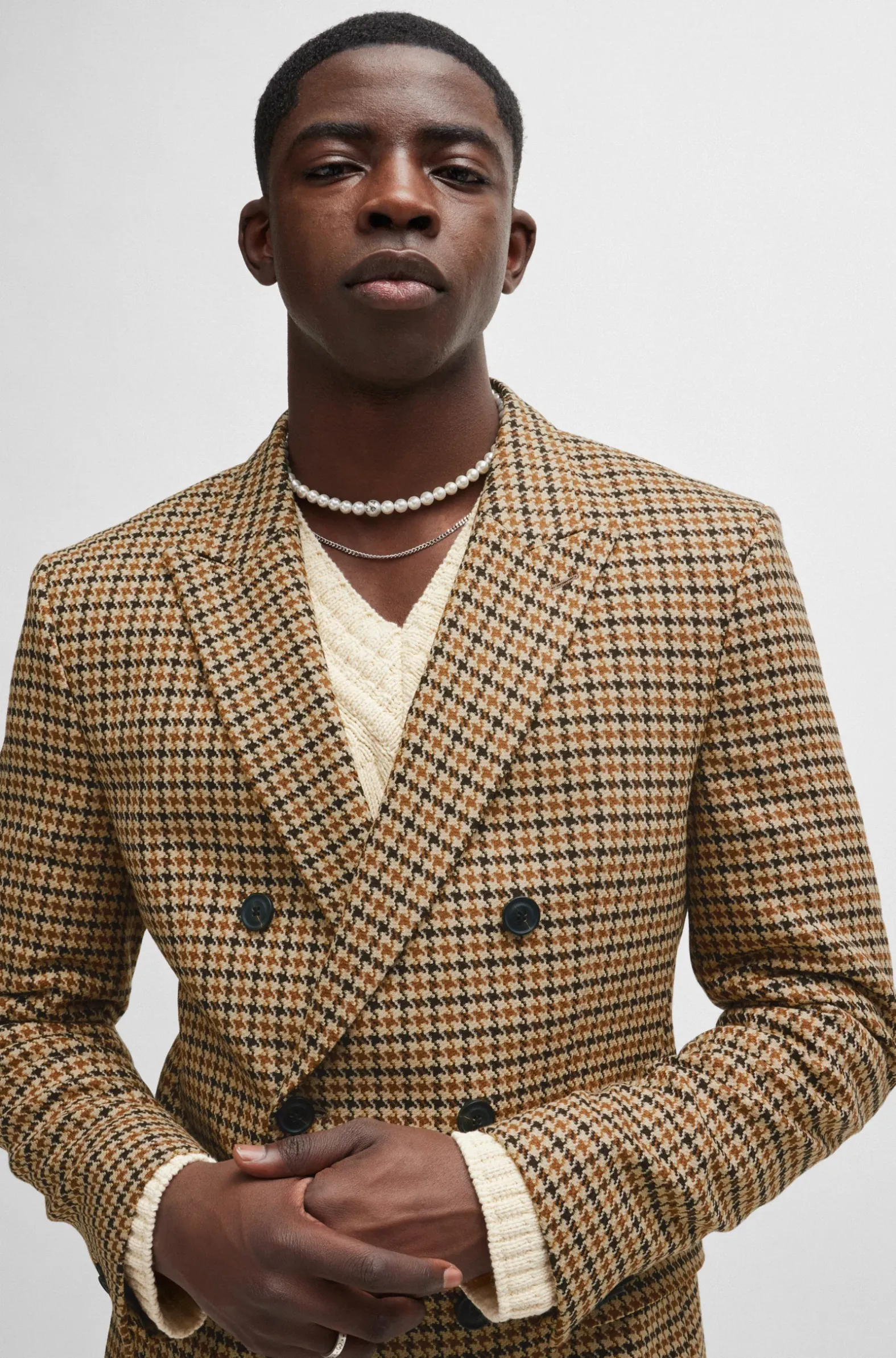 Hugo Boss Extra-Slim-Fit Jacket in Houndstooth Stretch Material DK