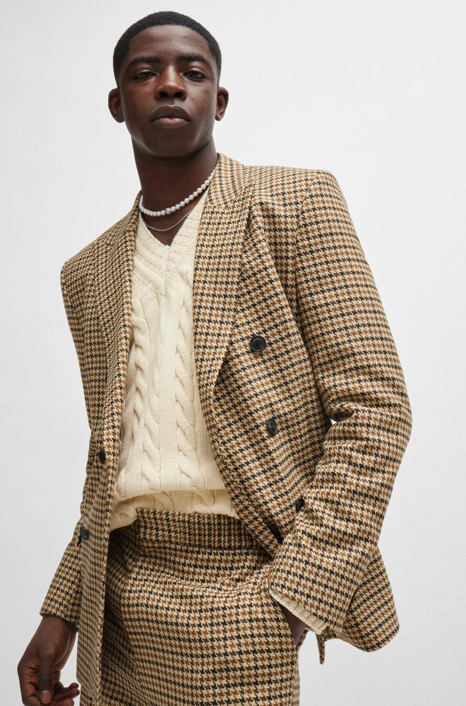 Hugo Boss Extra-Slim-Fit Jacket in Houndstooth Stretch Material DK