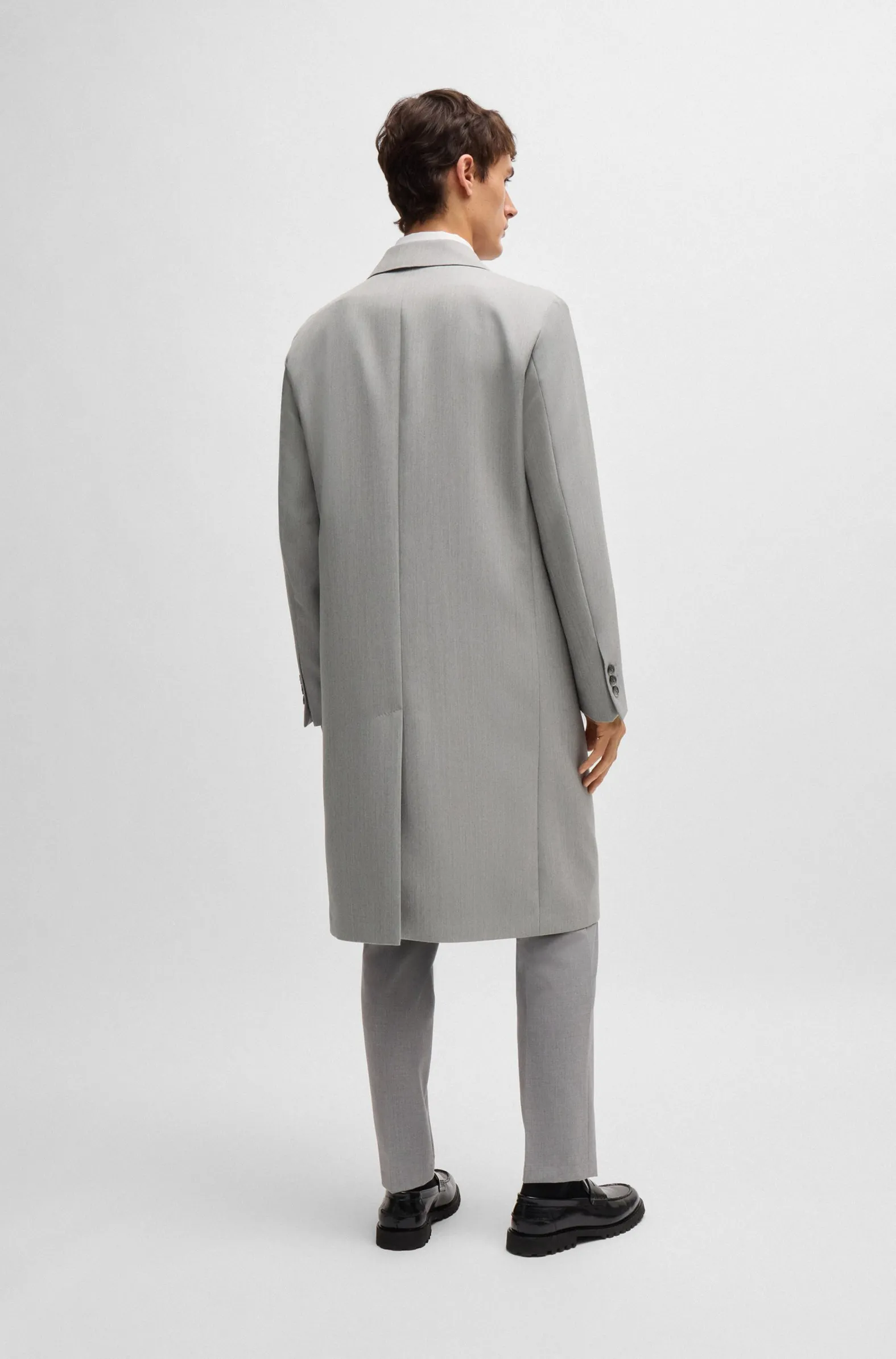 Hugo Boss Virgin wool Overcoat Silver