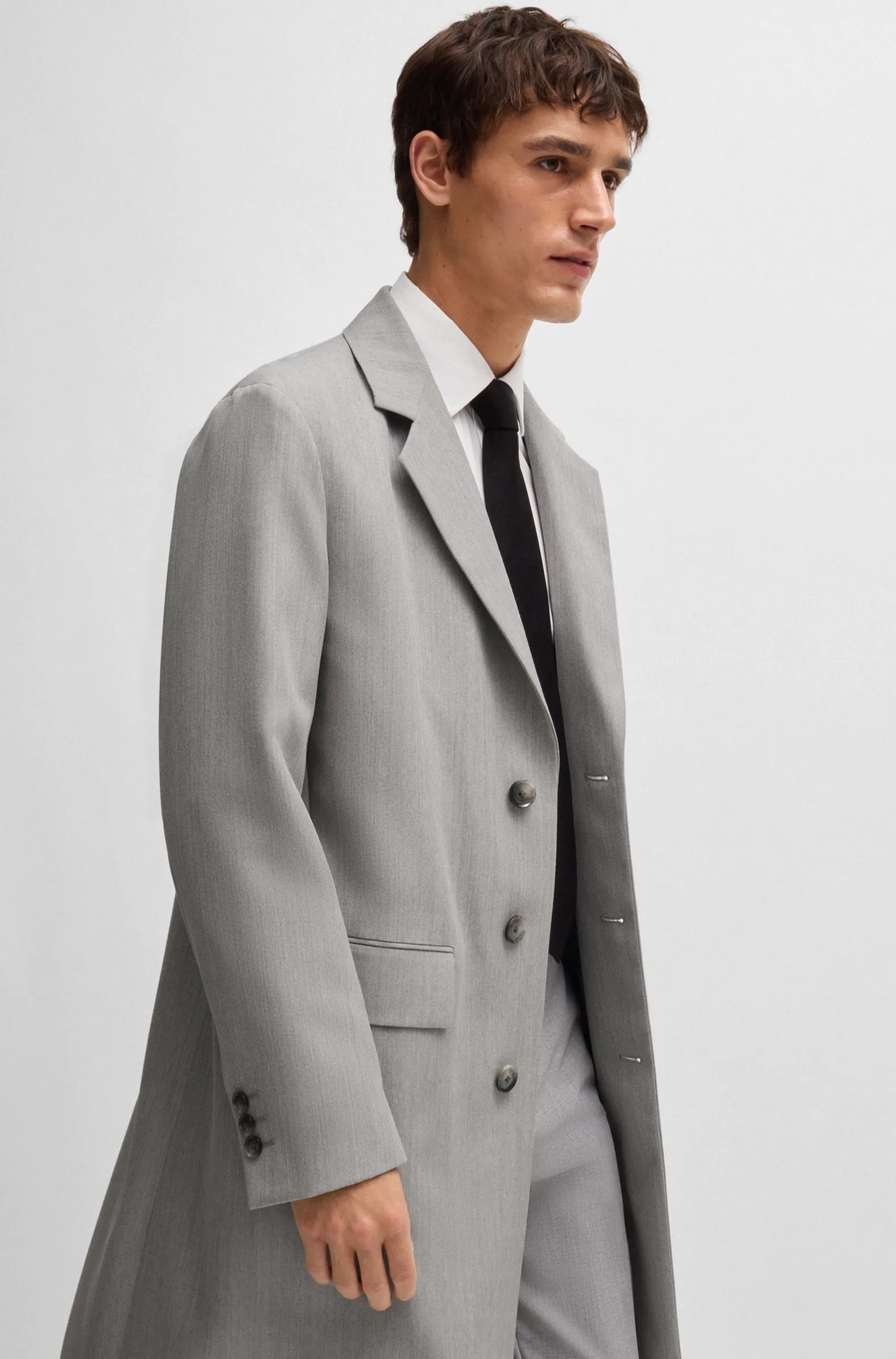 Hugo Boss Virgin wool Overcoat Silver