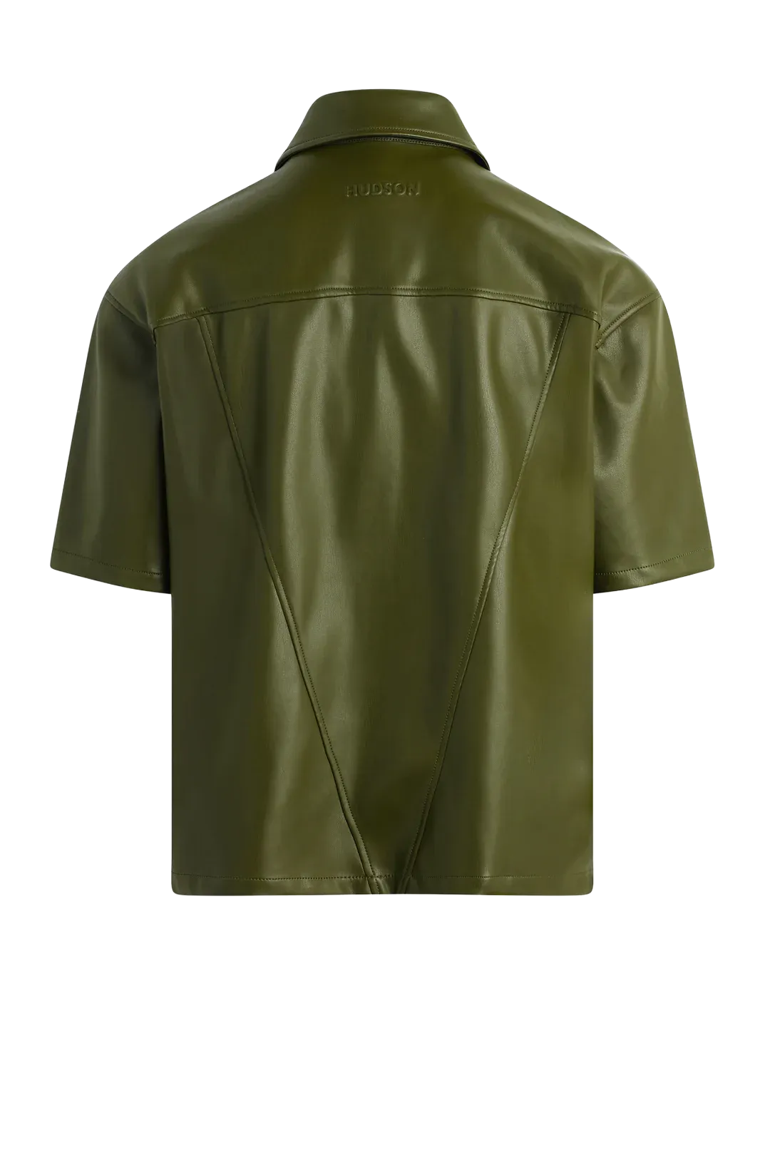 Hudson Jeans Vegan Short Sleeve Zip Shirt OLIVE