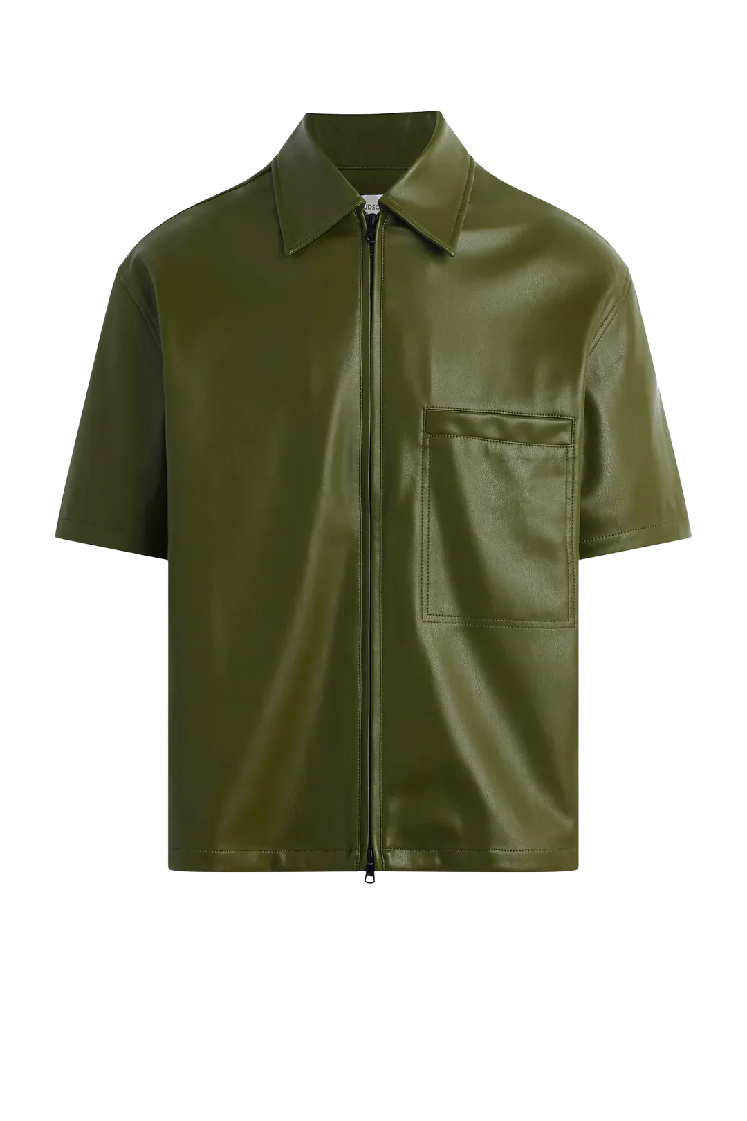 Hudson Jeans Vegan Short Sleeve Zip Shirt OLIVE