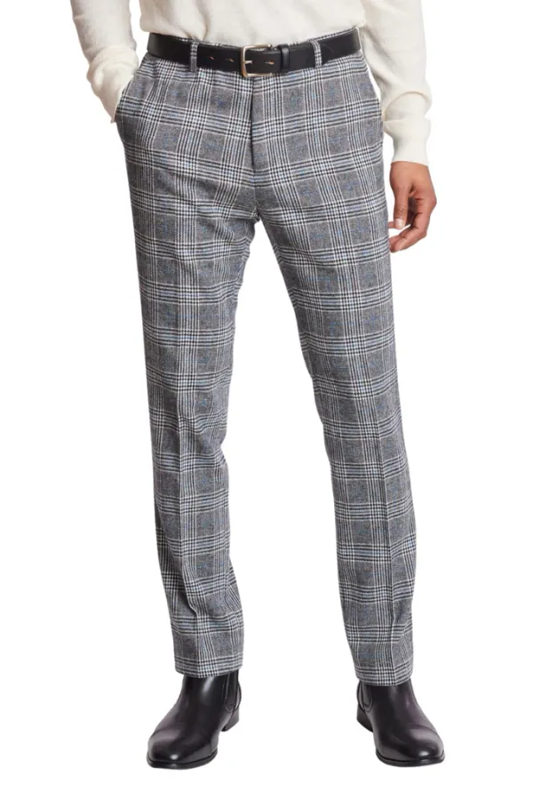 PAISLEY & GRAY Downing Pants - Grey Plaid Slim Fit
