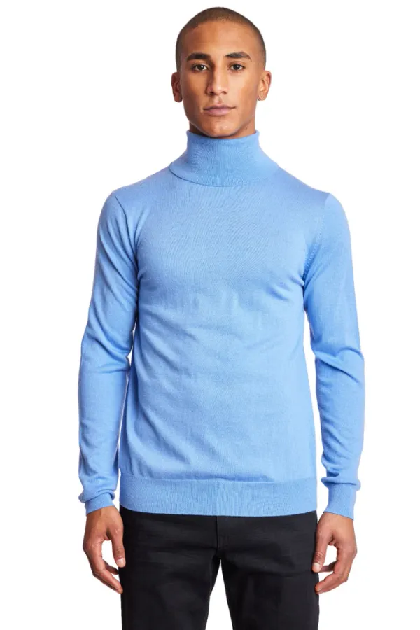 PAISLEY & GRAY Luxe Fine Gauge Turtleneck Light Blue
