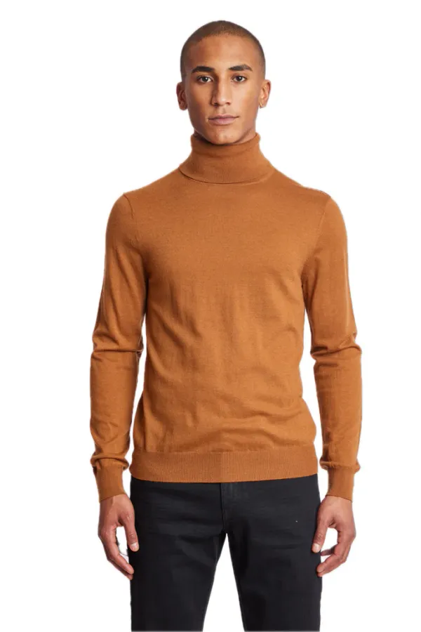 PAISLEY & GRAY Luxe Fine Gauge Turtleneck CARAMELLO