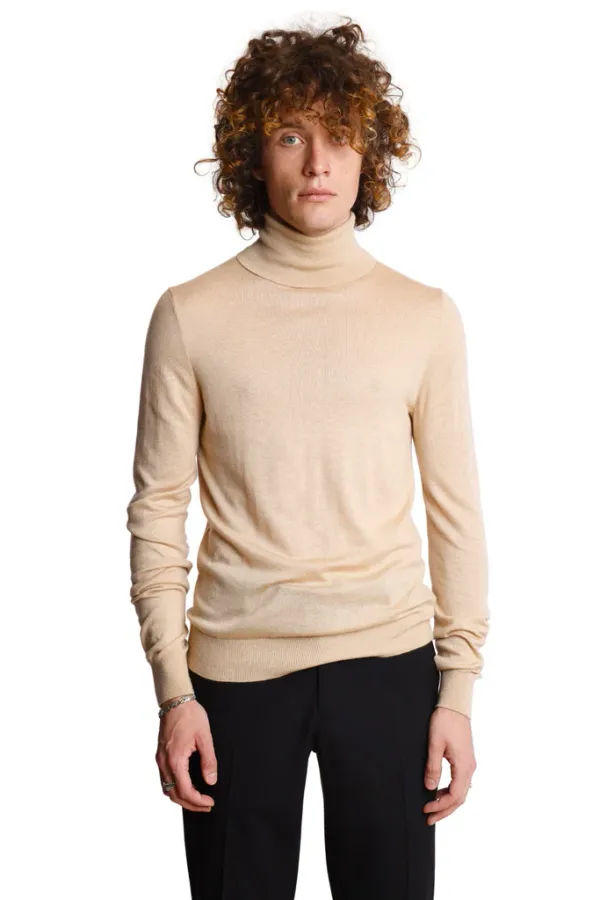 PAISLEY & GRAY Luxe Fine Gauge Turtleneck ALMOND