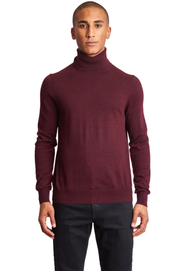 PAISLEY & GRAY Luxe Fine Gauge Turtleneck- WIne WINE