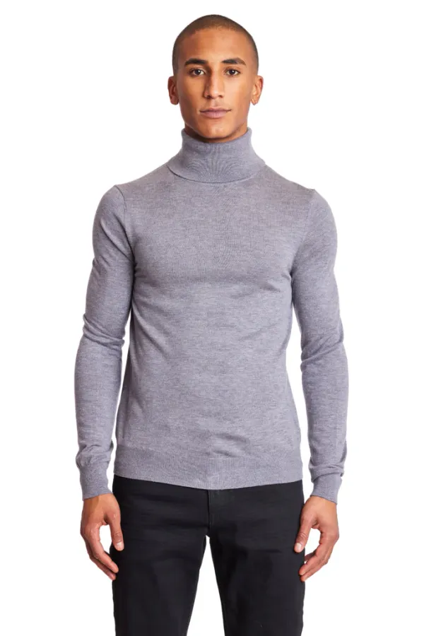PAISLEY & GRAY Luxe Fine Gauge Turtleneck HEATHER GREY