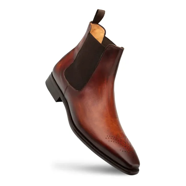 Mezlan Shoes Galvez Patina Leather Chelsea Boot COGNAC