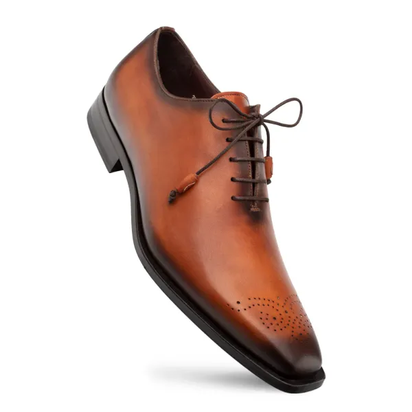 Mezlan Shoes Cupula Patina Leather Whole-Cut Oxford TAN