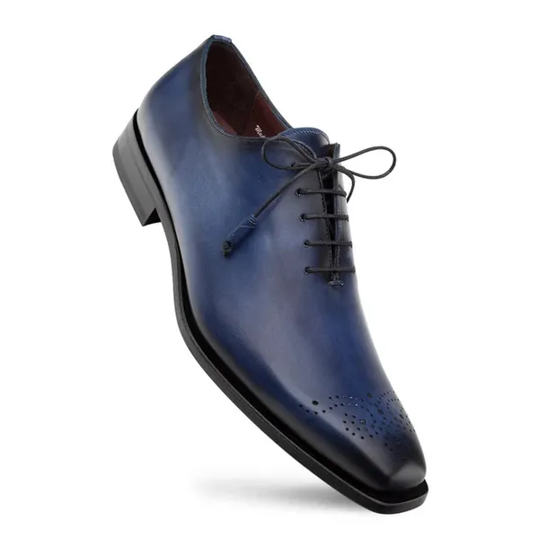 Mezlan Shoes Cupula Patina Leather Whole Cut Oxford BLUE/BLACK