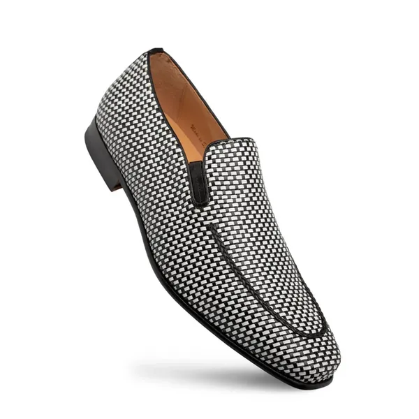 Mezlan Shoes American Woven Slip on Loafers Black White