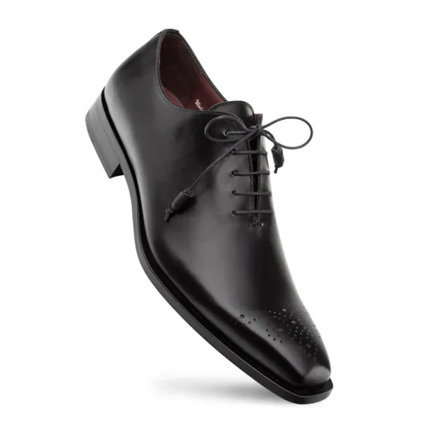Mezlan Shoes Cupula Patina Leather Whole-Cut Oxford BLACK