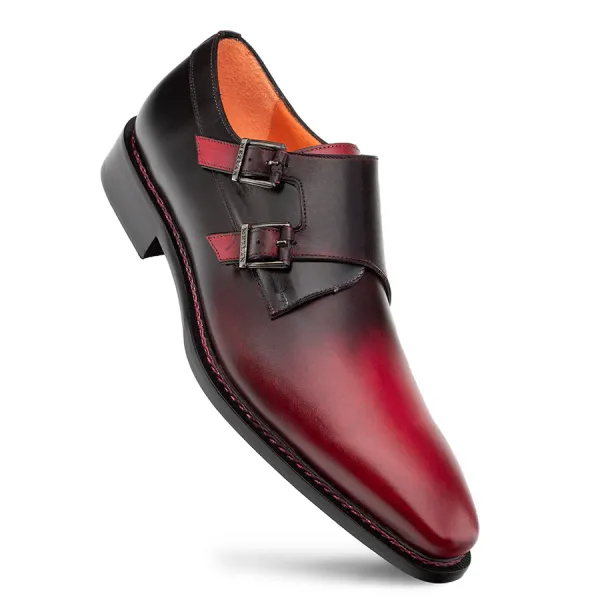 Mezlan Shoes Pintor Multi-Tone Double Monk burgundy