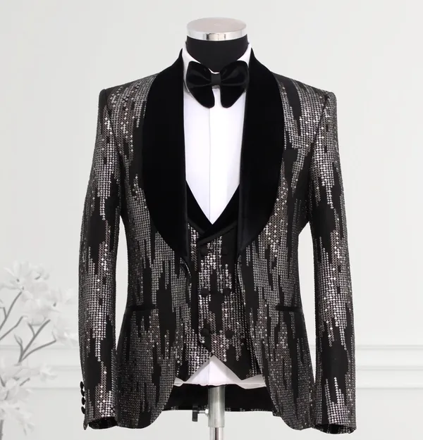 Masculini Formal Wear Black/Silver Tuxedo BLK/SILV