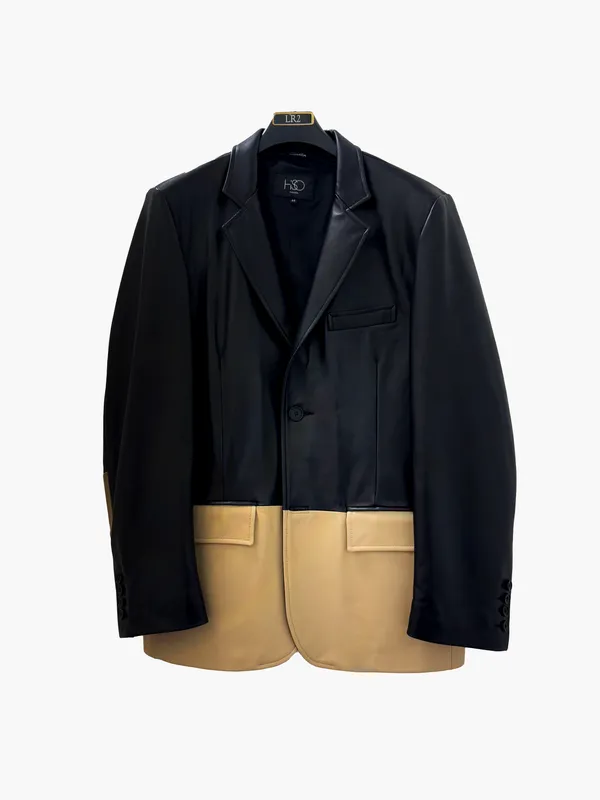 HISO Black and Tan Lambskin Blazer Black/Tan