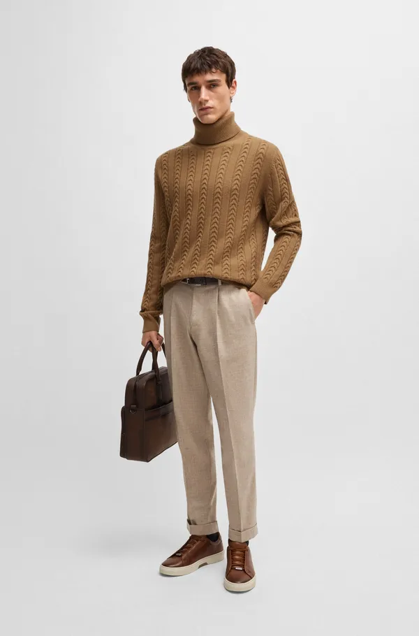 Hugo Boss Cable-knit sweater in wool and cashmere BEIGE