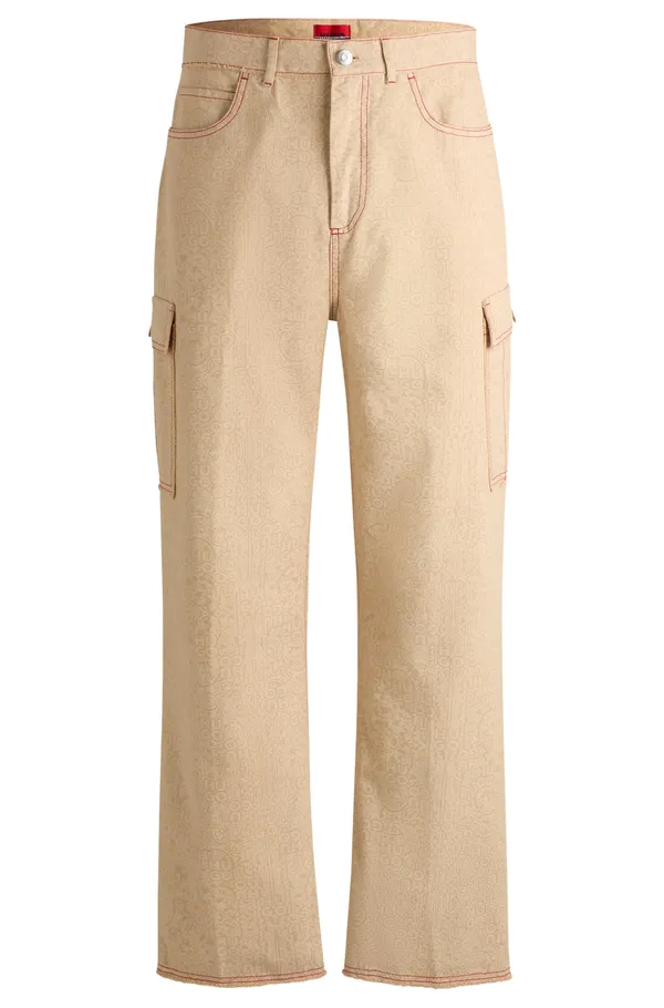 Hugo Boss HUGO x Les Benjamins relaxed-fit cotton canvas trousers BLACK