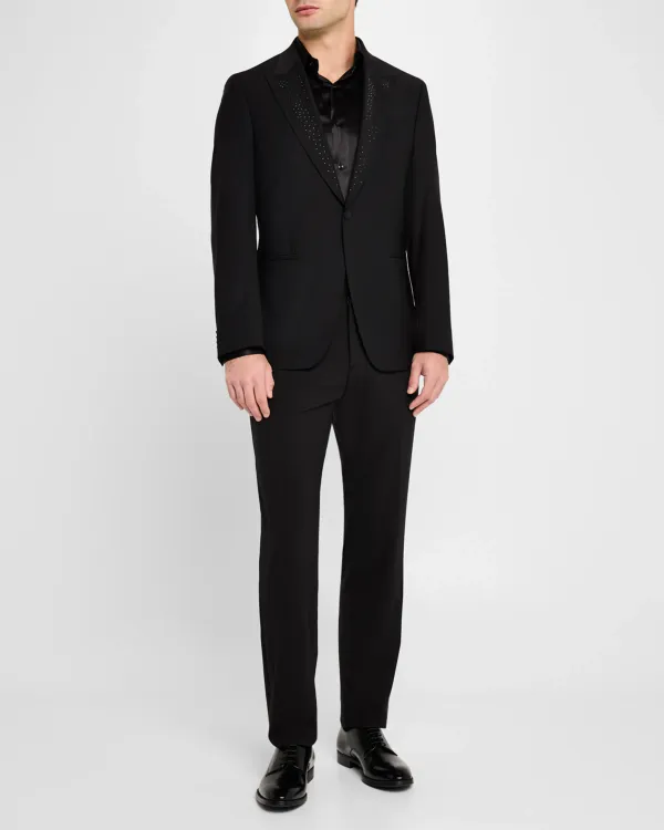 Hugo Boss Men's Hutson Crystal-Lapel Tuxedo Jacket BLACK