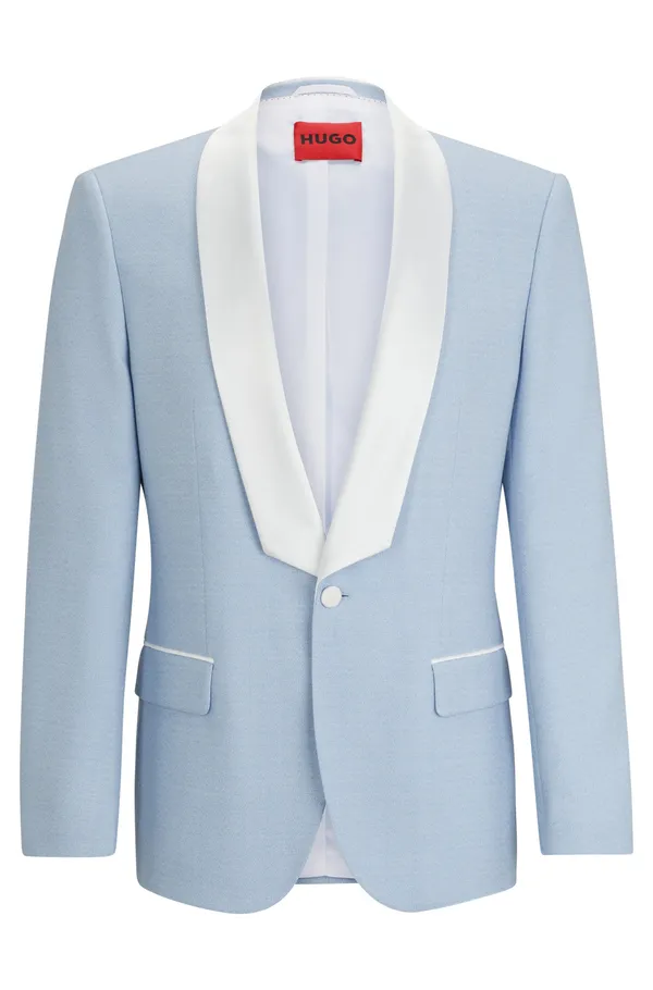Hugo Boss Slim-fit Tuxedo in mouliné stretch fabric LIGHT BLUE