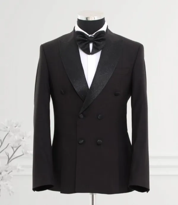 Masculini Formal Wear Black Pleated Front Tuxedo BLACK