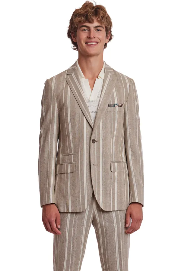 PAISLEY & GRAY Dover Notch Jacket - Tan White Slim Fit