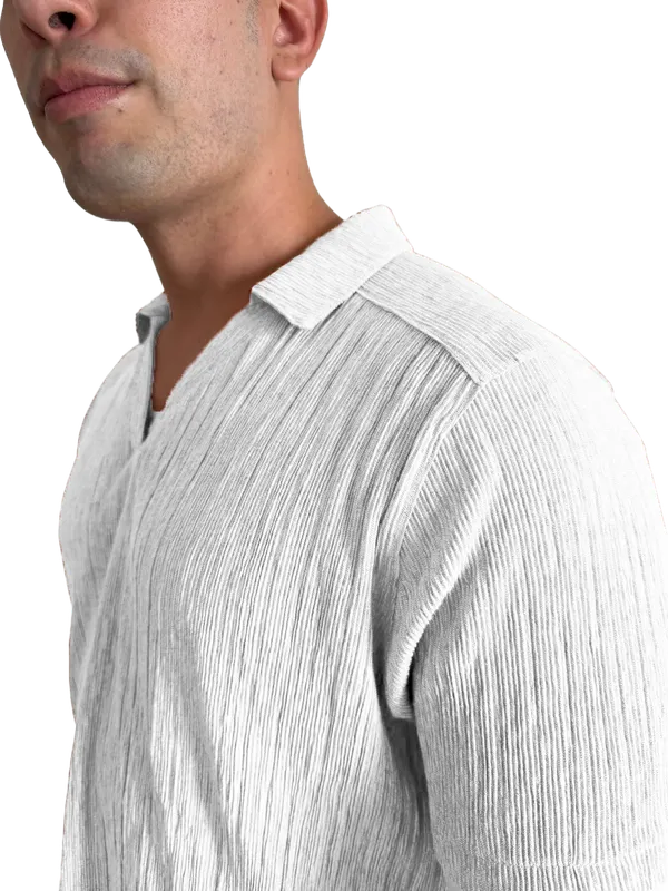 Lenor Romano Ivory Ribbed Short Sleeve Polo