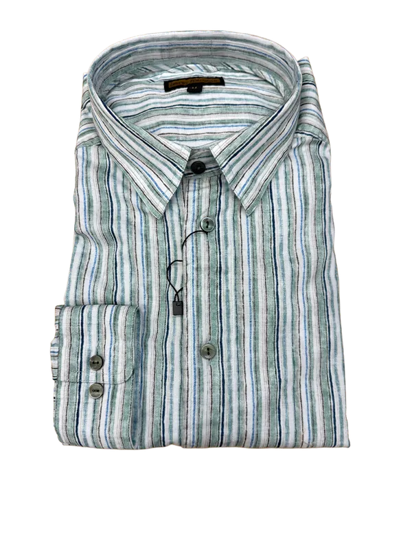 Lenor Romano Painted Stripe Button down Green/Seaweed